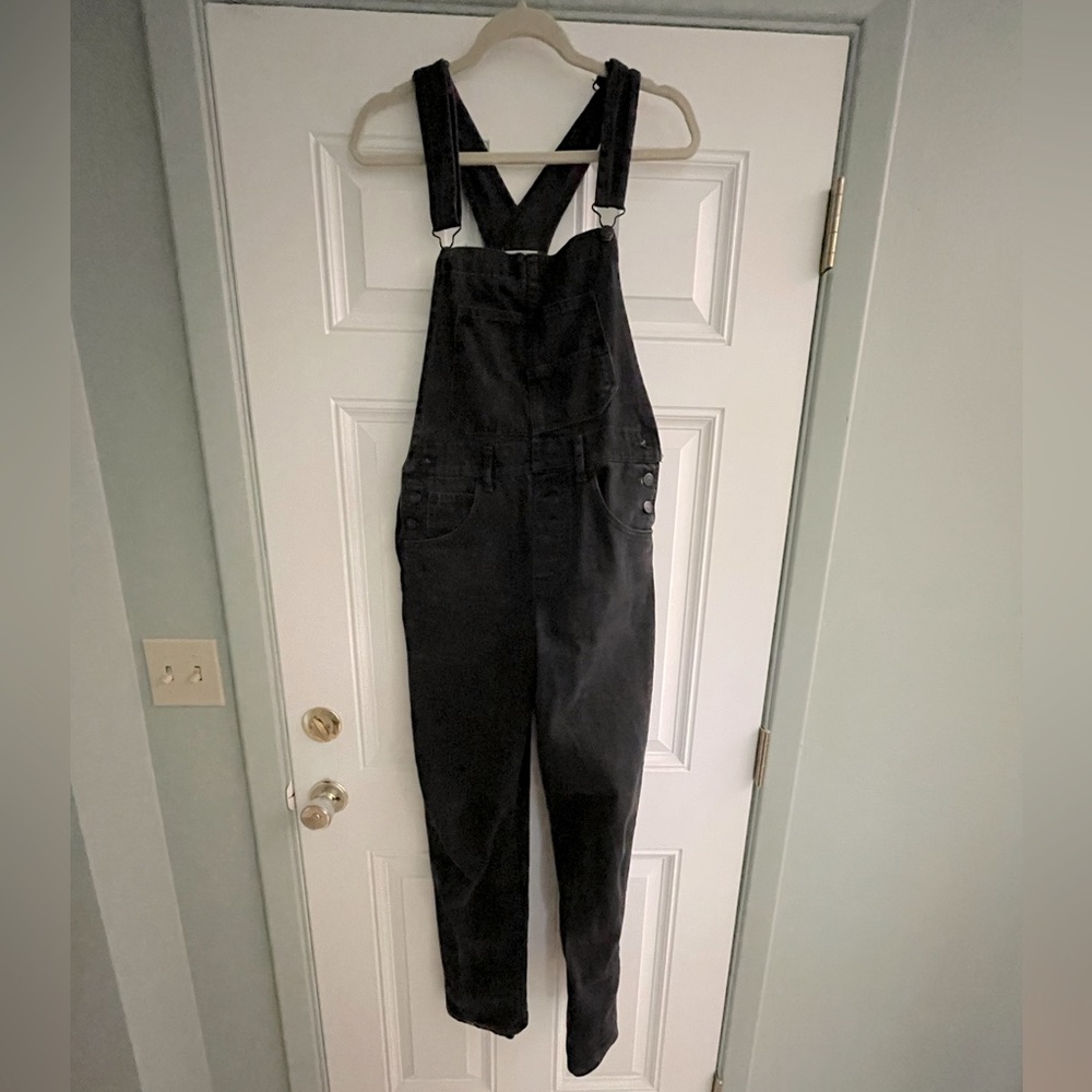 Free People black Ziggy denim overalls